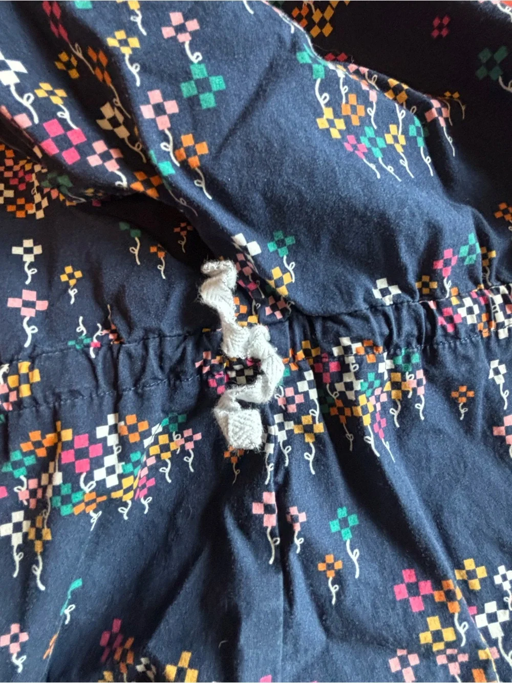 Hanna Andersson Navy Multicolor Floral Shift Dress Girls Size 8